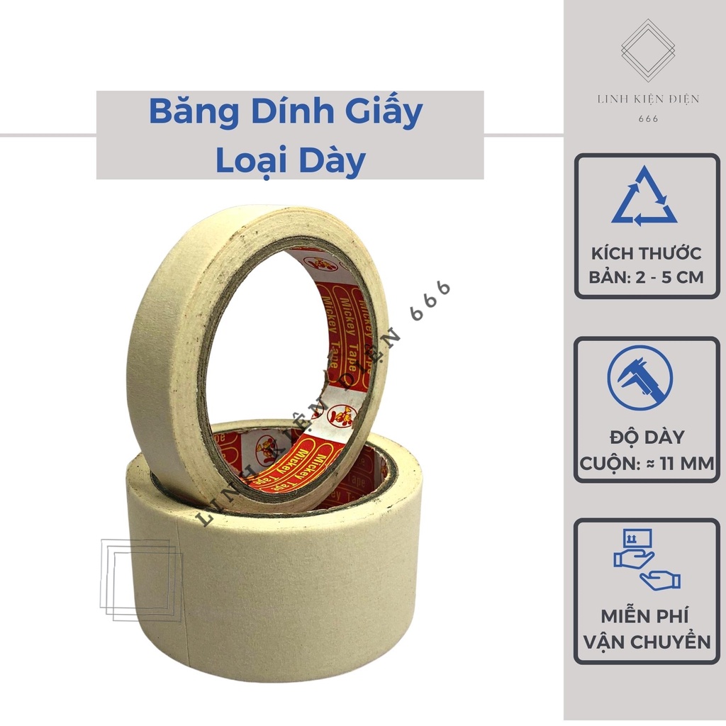 Băng Dính Giấy Cuộn Băng Keo Giấy  Bản To Loại Dày BKG15-5