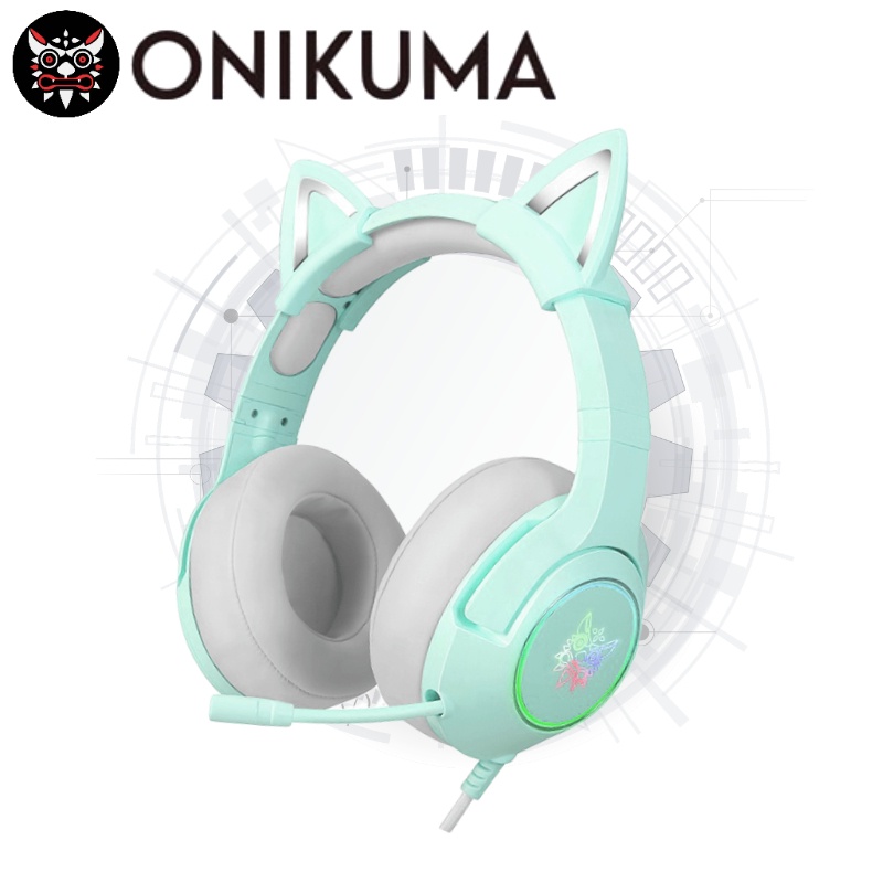 Tai nghe chụp tai Onikuma K9 chơi game kiểu dáng tai mèo dễ thương tích hợp đèn LED và micro tiện dụng