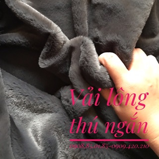 Vải Lông Thú Ngắn Cao Cấp MÀU XÁM ĐẬM lông mềm mượt dày , may gối, áo khoác, cây cào mèo cat tree, nệm cho thú cưng