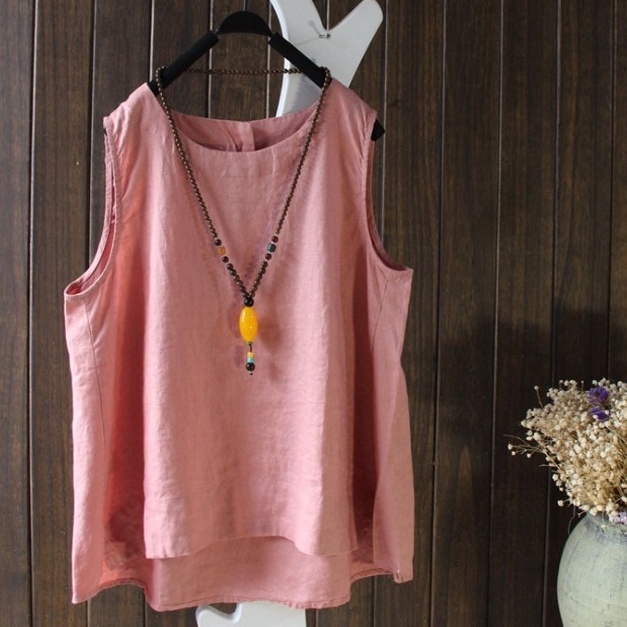 Áo ba lỗ nữ cổ tròn Thu Hà áo đũi sát nách chất liệu mềm mịn thoáng mát, full size từ 40 đến 95kg AKH.05