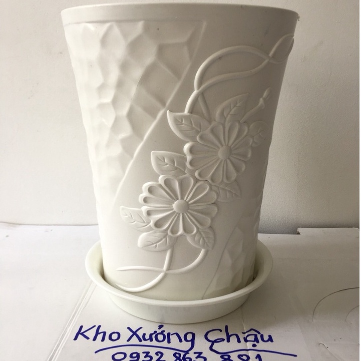 Chậu nhựa Đúc Bông Đá giả sứ, chậu hoa trang trí tết cực kỳ dày kiểu dáng tuyệt đẹp (sử dụng trên 5 năm)