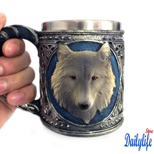 NNI-Hot Personality Retro 3D Wolf Head HANDLE MUG TEA COFFEE WITH GIFT BOX CUP