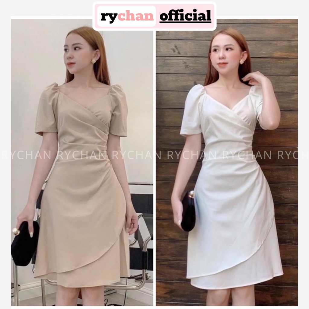 Đầm Nữ Dự Event Cổ V Tay Ngắn Xếp Li Đắp Chéo Tà Thanh Lịch Cuốn Hút, Đầm Nữ Đi Chơi Form Ngắn Cực Sang Chảnh - DX9722