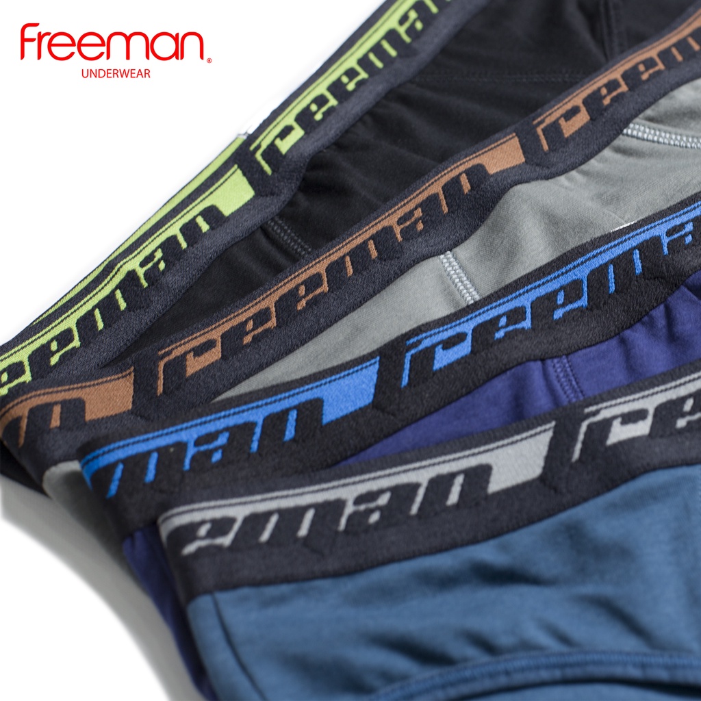 Quần lót nam chất liệu cotton TC, lưng thun bản có dệt chữ Freeman [Combo 3] 6060