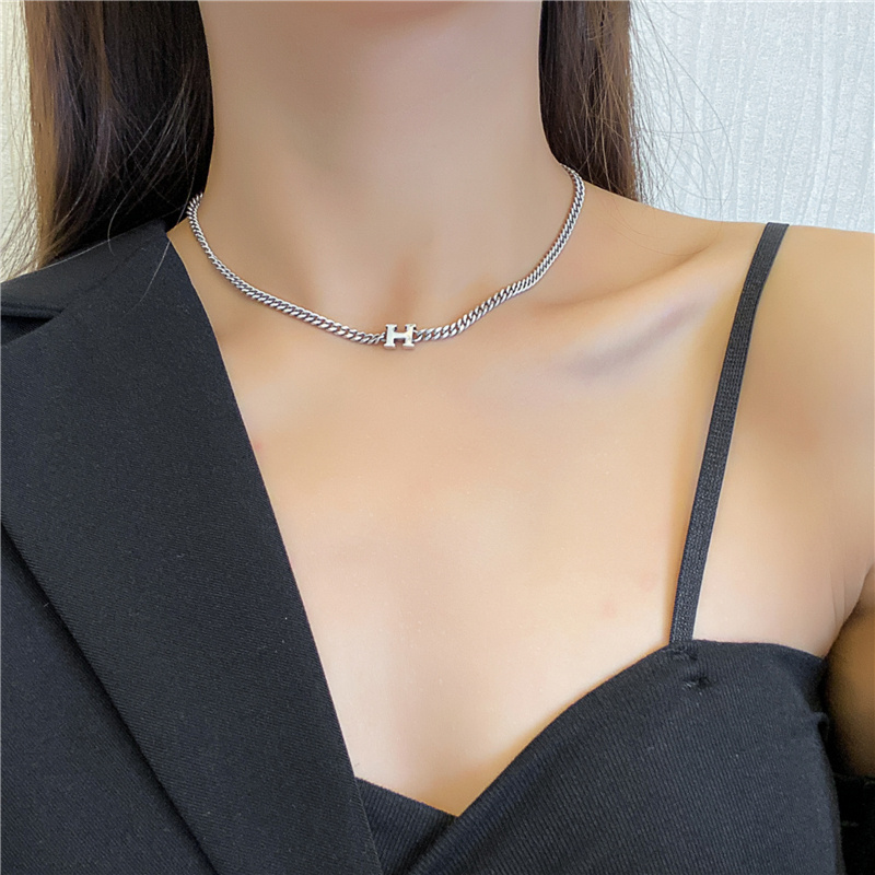 Dây chuyền mặt hình chữ H thời trang retro đơn giản