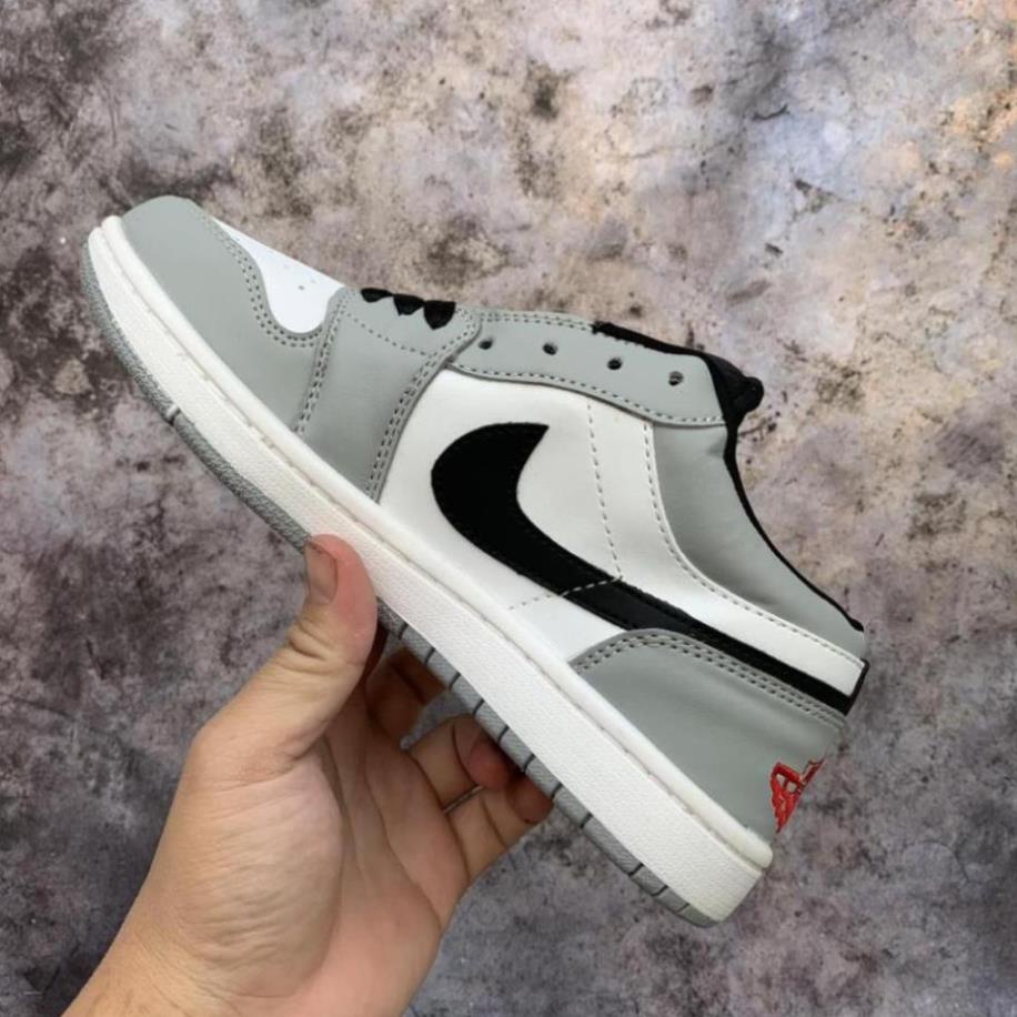 Giày sneaker JORDAN 1 XÁM CỔ THẤP hot trend nam nữ, Giày JD1 xám thấp dùng đi học,tập gym,chạy bộ