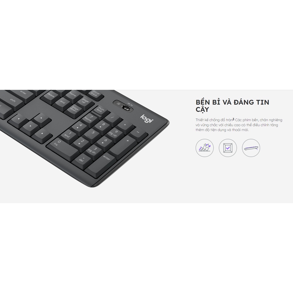 Bộ đôi Phím Chuột Logitech MK295 không dây, không ồn dùng cho Máy tính Laptop, chống nước nhẹ Bảo hành chính hãng 1 năm