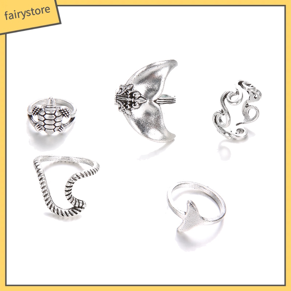 Set 5 Nhẫn Đeo Khớp Ngón Tay Phong Cách Boho Cho Nữ