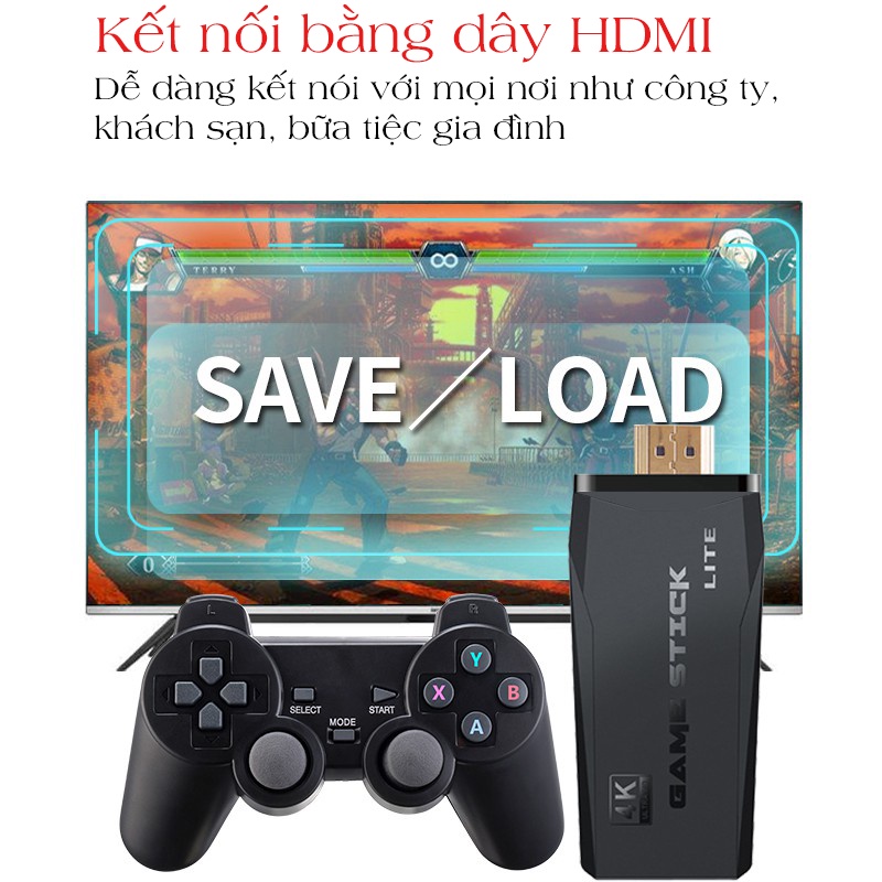 Bộ máy chơi game cổ điển 2 tay cầm AV/HDMI, kết nối dễ dàng, nhỏ gọn phù hợp với mọi điều kiện, 3500/10000 games - K1244