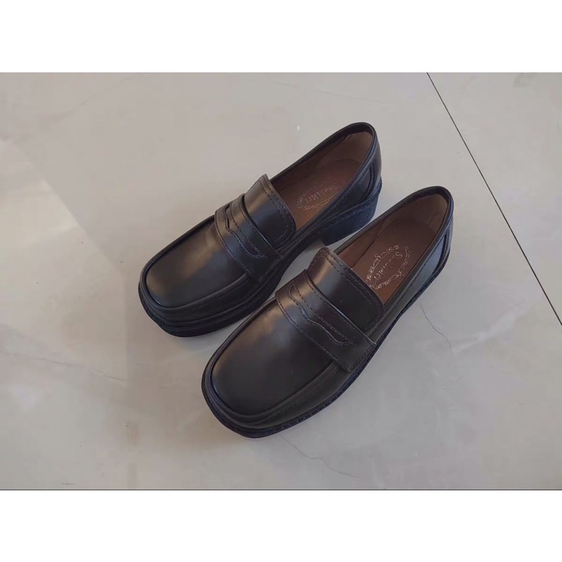 Giày búp bê mũi vuông giày oxford mũi vuông đế cao