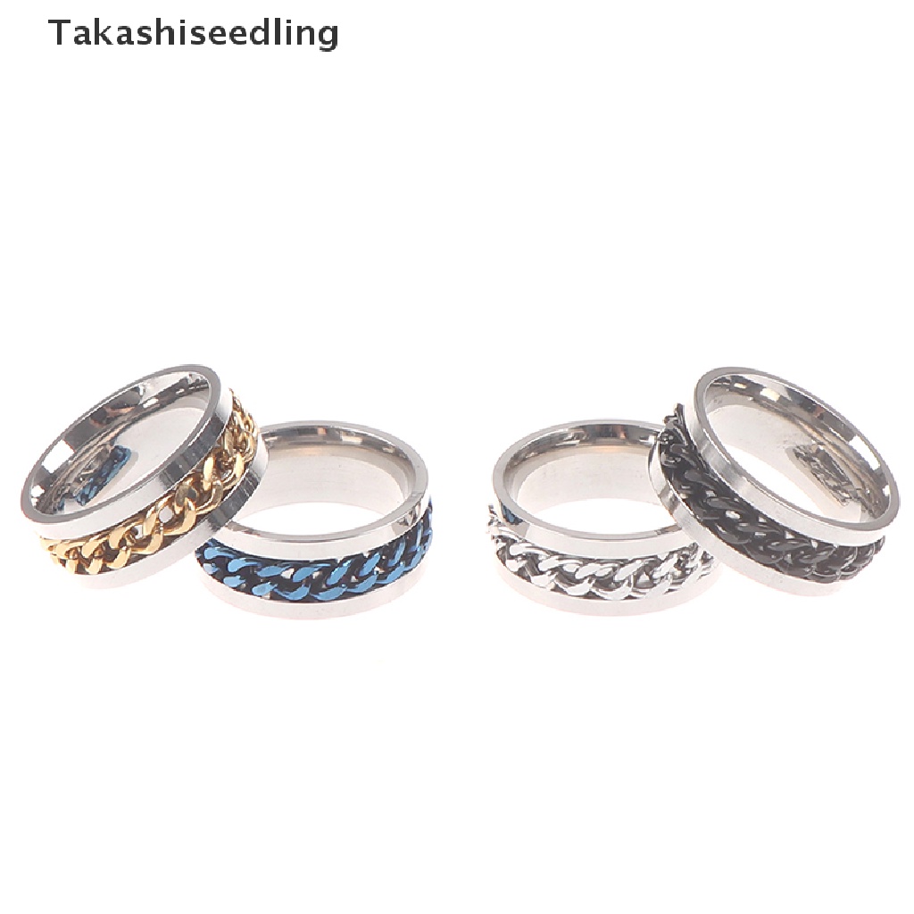 (Takashiseedling) Nhẫn Mở Nắp Chai Bằng Thép Titan Dây Xích Xoay Quà Tặng Tuyệt Vời Cho Unisex