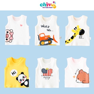 Áo ba lỗ bé trai bé gái 1 2 3 4 5 6 tuổi chất cotton hoạ tiết ngộ nghĩnh quần áo trẻ em thoáng mát CHIVU's KID