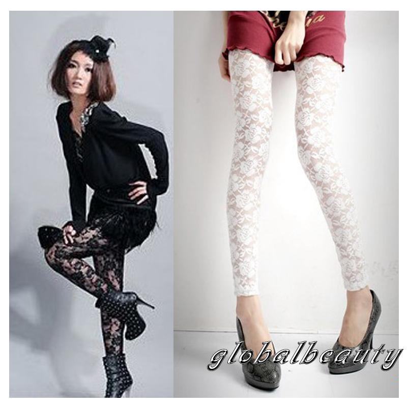 Quần legging nữ ren hoa hồng thời trang gợi cảm