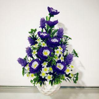 Hoa pha lê tím trắng cao 35cm