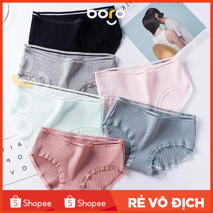 Quần lót nữ, quần lót chất liệu cotton tăm cạp sọc kháng khuẩn kiểu dáng nhã nhặn tinh tế form ôm gợi cảm