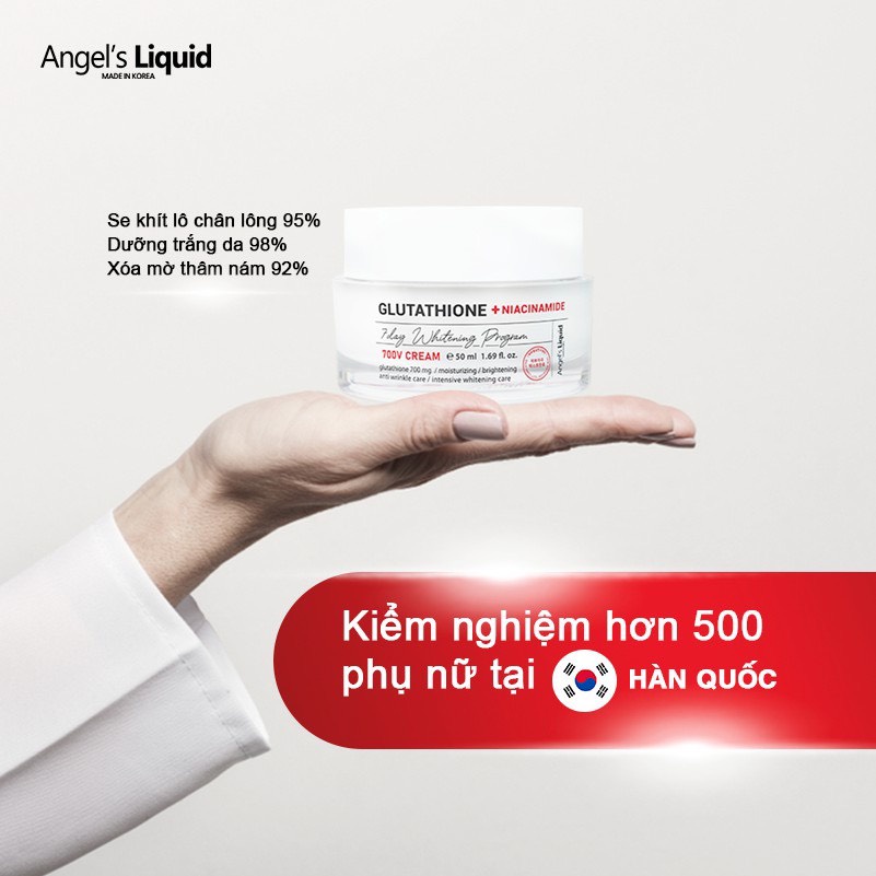 KEM DƯỠNG TRUYỀN TRẮNG ANGEL’S LIQUID GLUTATHIONE + NIACINAMIDE 7DAY WHITENING PROGRAM 700 V-CREAM 50ml