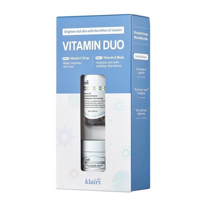[Chính Hãng] Bộ Kit Dear Klairs Vitamin Duo Serum Vitamin C 35ml + Kem Vitamin E 15ml