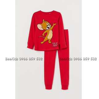 Bộ cotton màu đỏ hình Jerry dành cho bé trai và gái size từ 1-2y đến 8-10y