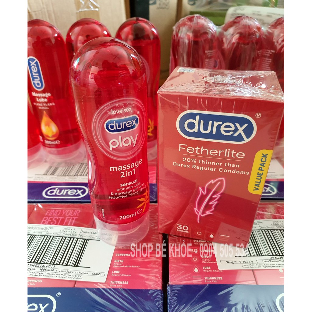 Bao cao su siêu mỏng Durex Úc - Durex Fetherlite - Hộp 30 chiếc