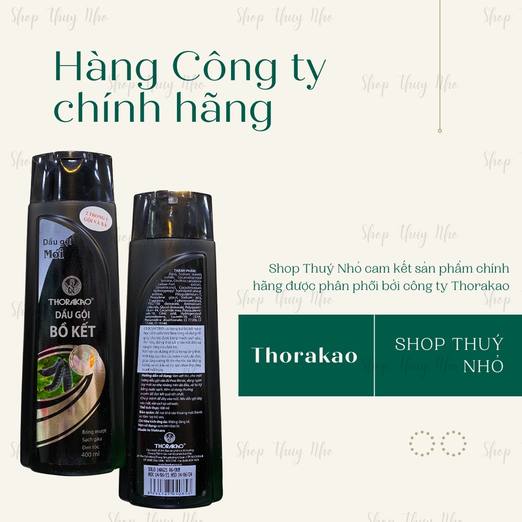 [HÀNG CHÍNH HÃNG] Dầu gội đầu bồ kết thiên nhiên giúp tóc suôn mượt Thorakao - 400ml