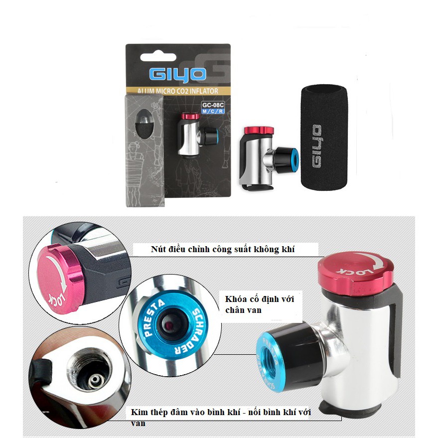 Đầu Van Bơm bình CO2 Giyo GC-08C