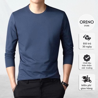 Áo thun dài tay nam giữ nhiệt mùa lạnh - Áo thun nam Oreno trơn cổ tròn vải cotton giữ nhiệt nhiều màu lựa chọn