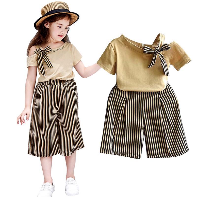 Bộ áo thun tay ngắn + quần short thời trang dễ thương cho bé gái