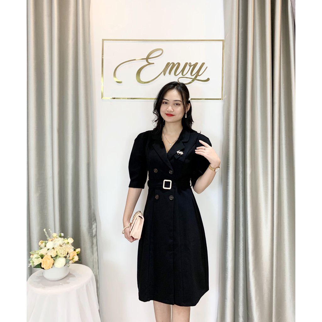 [Mã WASTMINI giảm 10% tối đa 30K đơn 150K] Đầm Thiết kế tuyết mưa cổ Vest đai eo Emvy - V75 | BigBuy360 - bigbuy360.vn