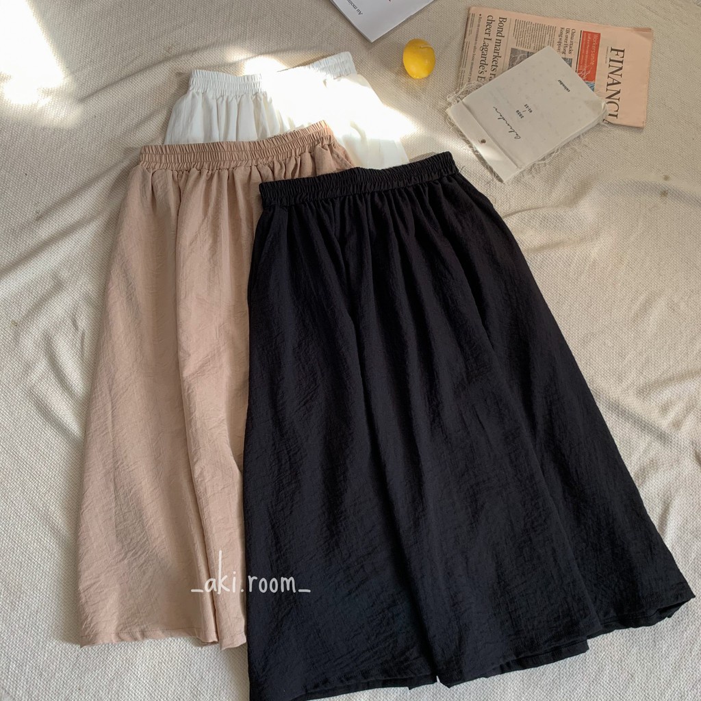 Chân váy dài vintage dạng xoè phong cách hàn quốc. Váy đũi dáng dài 2 lớp thiết kế lưng chun free size 3 màu hothit