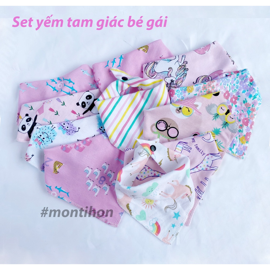 Set 3 Yếm cotton tam giác quàng cổ cho bé - Giữ ấm - Lau nước bọt
