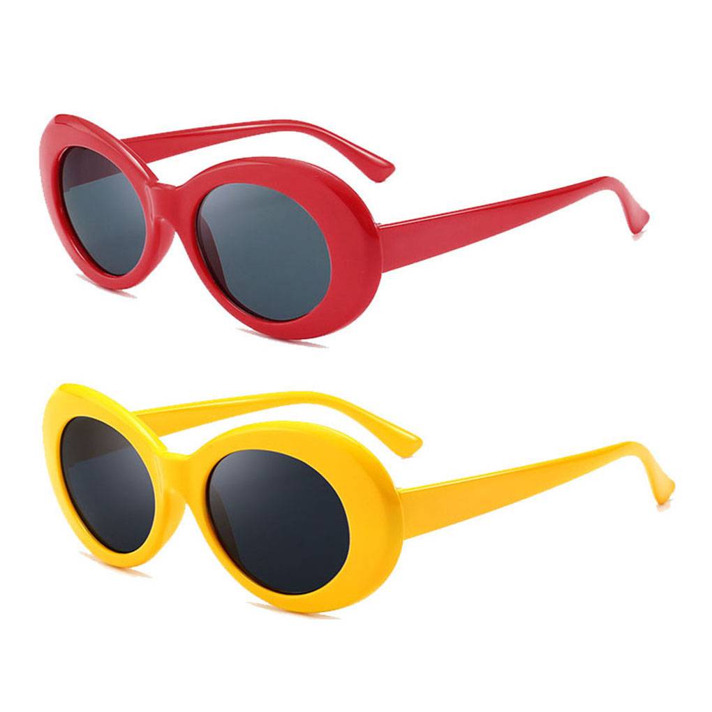 [CHOO] Rock Star Retro Clout Goggles Oval Round Pop Black Lenses Sunglasses Women Men Design