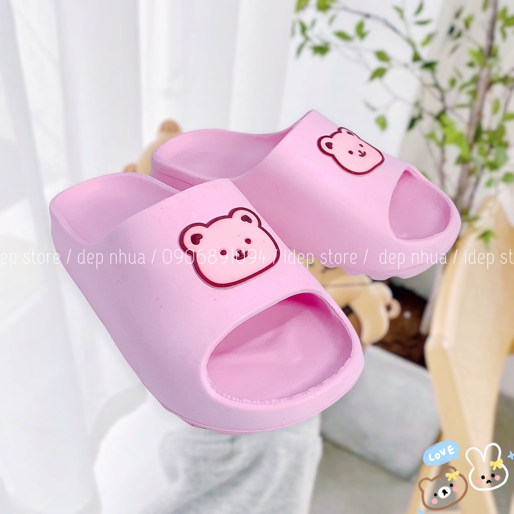 Dép bánh mì nữ quai ngang hình Gấu siêu nhẹ cao 3.5cm Maipy DL155