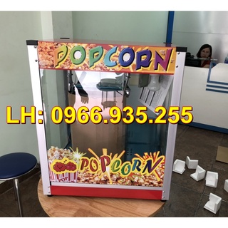 Máy làm bỏng bắp rang bơ chạy điện có tủ kính cường lực, Máy nổ bỏng ngô có chế độ nhiệt, có đèn chiếu sáng