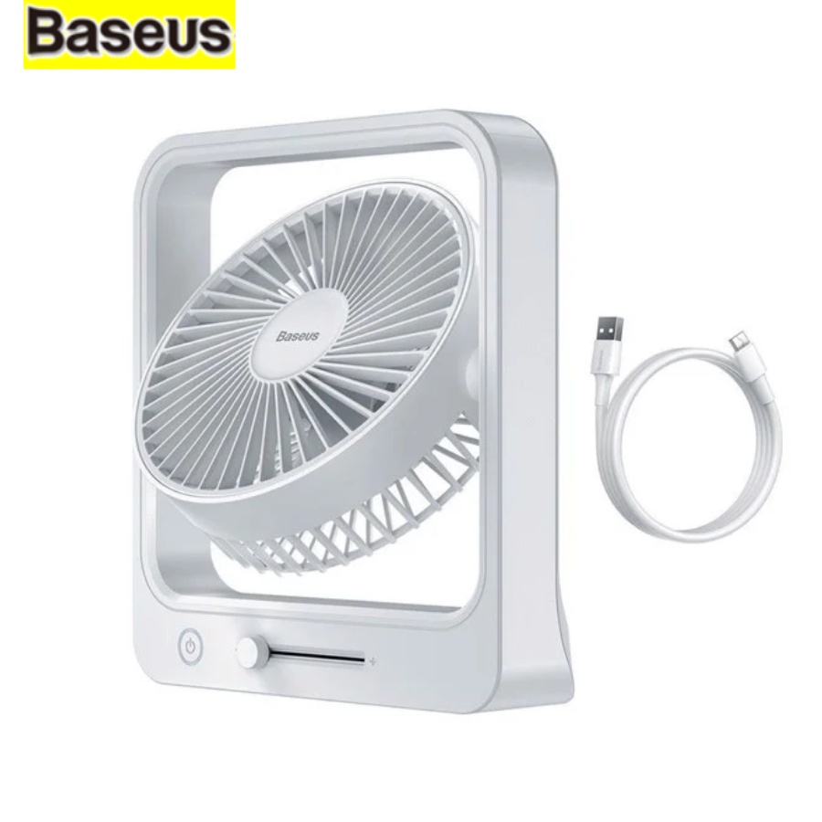 Quạt mini Pin sạc Baseus Tự động xoay 60 độ, pin sạc siêu bền 5400mAh, hoạt động liên tục 18h, điều chỉnh nhiều tốc độ