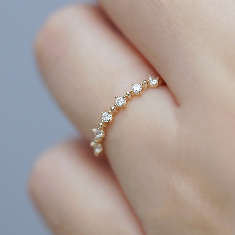 Nhẫn mạ bạc đính đá kim cương đơn giản thời trang cho nữ