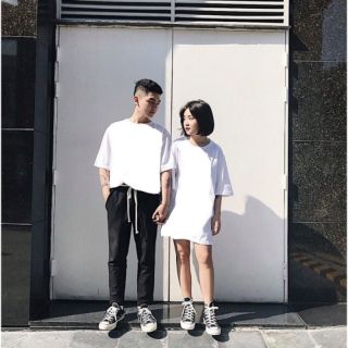 Áo Thun Trắng Trơn Oversize Unisex