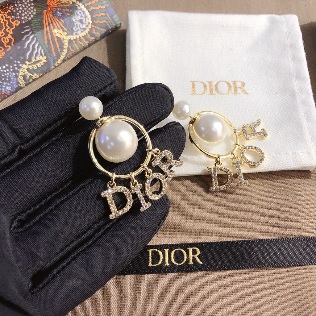 Dior Bông Tai Chữ Cái Đính Ngọc Trai Thời Trang Cho Nữ