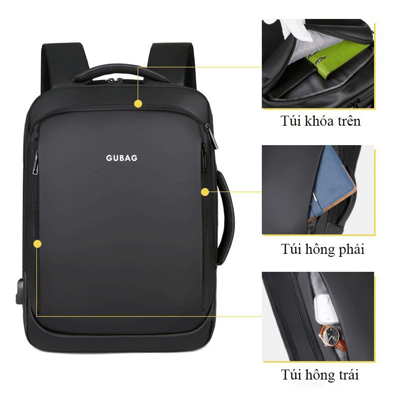 Balo đựng laptop công sở GUBAG, đựng laptop 13, 14, 15,6 inch chính hãng, dòng balo doanh nhân, đi làm cao cấp GB02 | BigBuy360 - bigbuy360.vn