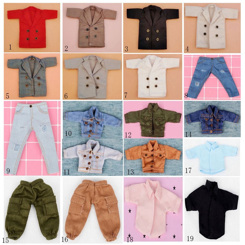 Phụ kiện trang phục cho búp bê đồ chơi 1/12 12~16cm cao cấp 37 kiểu tùy chọn gồm quần jean rách/áo khoác cho trẻ em