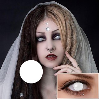 [có sẵn] Lens Cosplay Màu Trắng Kín Tròng + khay gương dụng cụ đeo