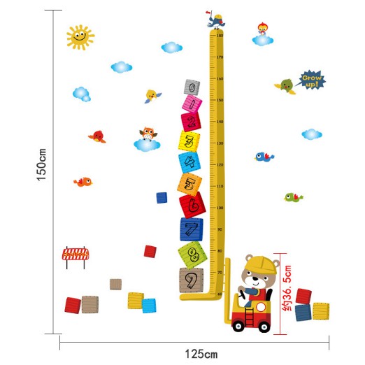Decal trang trí tường - Thước Đo Số Thứ Tự mẫu mới
