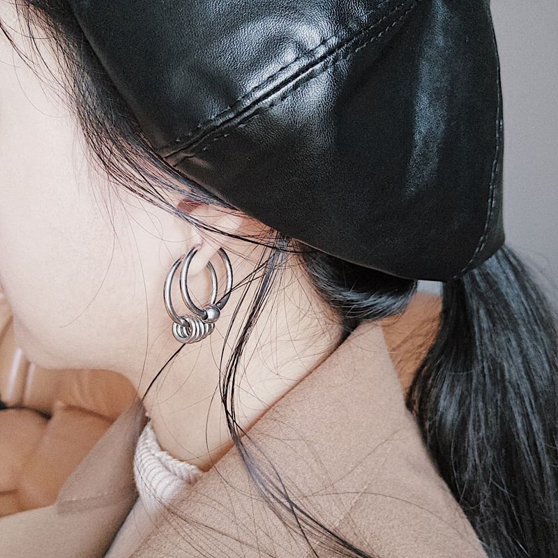 Khuyên Tai Thép Titan Kiểu Đơn Giản Phong Cách Hip Hop