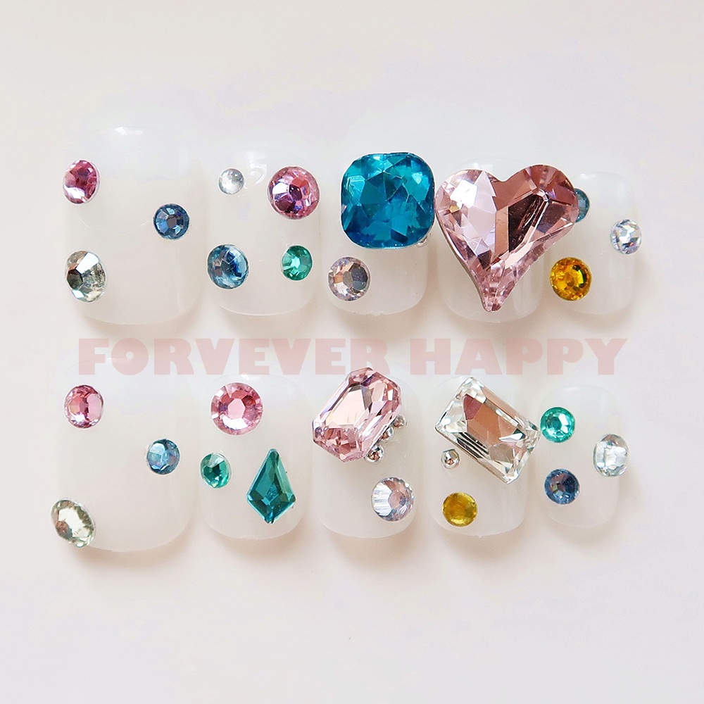 Set 24 Móng Tay Giả 3D Đính Đá Nhân Tạo Thời Trang Dành Cho Nữ