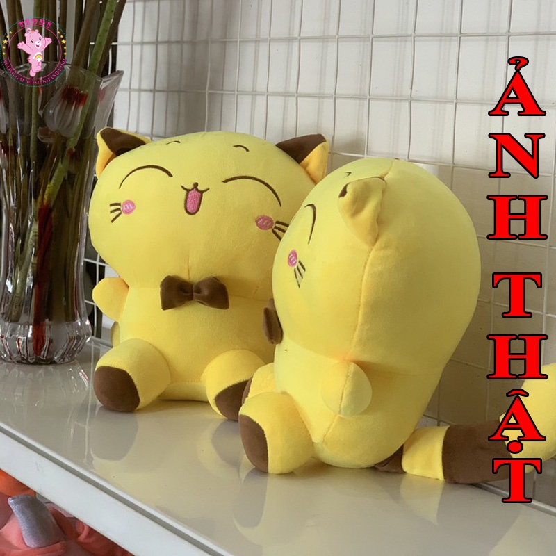 Gấu Bông Mèo Vàng Thần Tài Size 40Cm Đáng Yêu Cute Chất Liệu Vải Bông Cao Cấp Xuất Dư Siêu Thị
