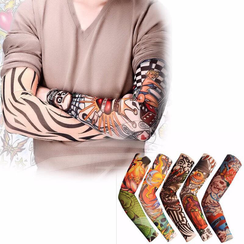 Găng Tay Chống Nắng Hình Săm Cho Nam Đi Phượt Tatoo