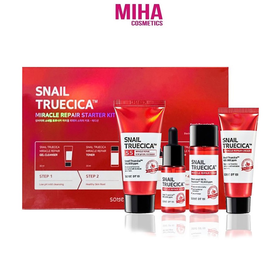 Bộ Dưỡng Phục Hồi Da Và Cải Thiện Vết Thâm Sẹo Lõm Some By Mi Snail Truecica Miracle Repair Starter Kit