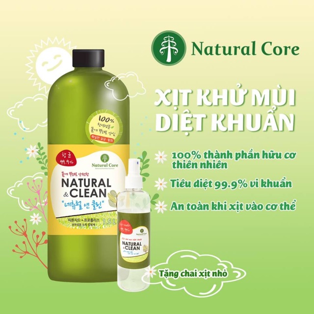 Xịt kháng khuẩn khử mùi Natural Clean 500ml