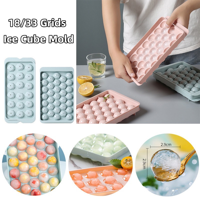 Khuôn Silicone Làm Đá Viên 18/33 Ngăn Hình Viên Kim Cương Tròn Sáng Tạo