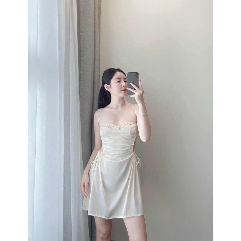 Váy ngủ lụa sexy khoét eo cao cấp Đầm mặc nhà gợi cảm quyến rũ