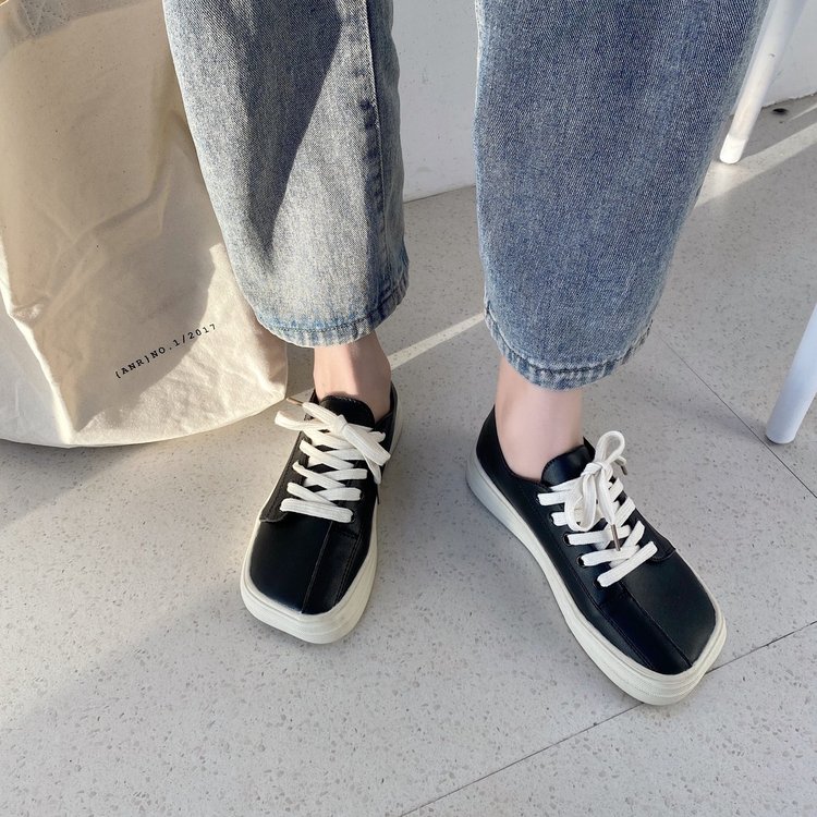 [ Mã 66CBSALE giảm 30K đơn 200K] Giày Thể Thao Vải Bố Đế Bằng Mũi Vuông Buộc Dây Cá Tính Hợp Thời Trang | BigBuy360 - bigbuy360.vn